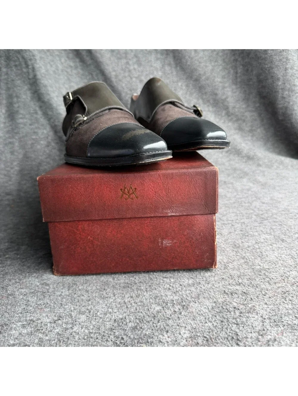Mezlan Tulsa Shoes Mens Size 13 Brown Suede Monk Strap Cap Toe Dress Spain